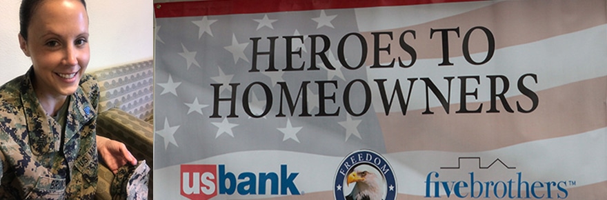 Banner Featuring Heroes to Homeowner recipient Andrea Bruns